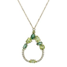 14kt gold necklace with cubic zirconia and natural stones | Gioiello Italiano