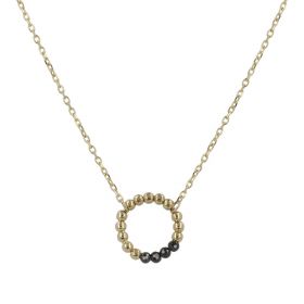 Yellow gold necklace with beads and black zircons | Gioiello Italiano