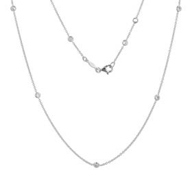 14kt white gold thin necklace with cubic zirconia | Gioiello Italiano
