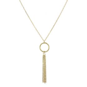 Yellow gold necklace with pendant hoop and fringe | Gioiello Italiano