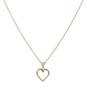 Heart necklace in 14kt yellow gold with cubic zirconia | Gioiello Italiano
