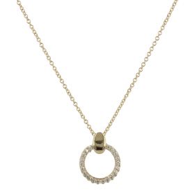 14kt gold necklace with circle pendant and cubic zirconia | Gioiello Italiano