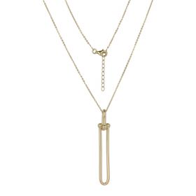 Necklace with long T-shaped pendant in yellow gold | Gioiello Italiano