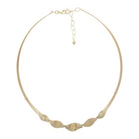 Semi-rigid yellow gold necklace with leaves | Gioiello Italiano
