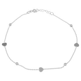 Anklet with hearts in 14kt white gold | Gioiello Italiano
