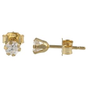 Yellow gold point light earrings with rounded zircons | Gioiello Italiano