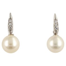 14kt gold earrings with pearls and cubic zirconia | Gioiello Italiano