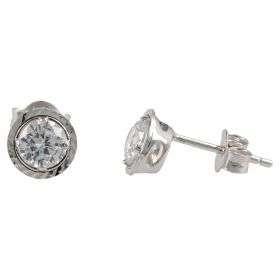 White gold point light stud earrings with cubic zirconia | Gioiello Italiano
