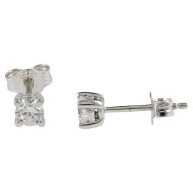 14kt point light white gold earrings with white cubic zirconia | Gioiello Italiano