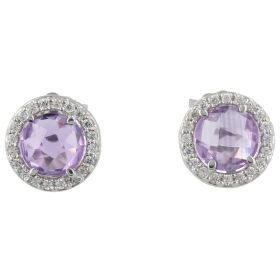 Round earrings in white gold with natural stones | Gioiello Italiano