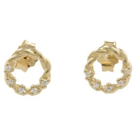 Small round earrings in yellow gold and zircons | Gioiello Italiano