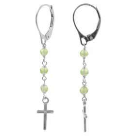 Rosary earrings in 14kt gold with green stones | Gioiello Italiano