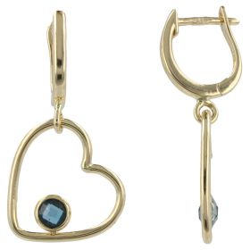 Yellow gold heart earrings with natural stones | Gioiello Italiano
