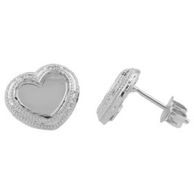 Heart earrings in shiny and diamond-cut 14kt gold | Gioiello Italiano