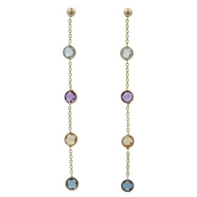 Pendant earrings in 14kt gold with natural stones | Gioiello Italiano