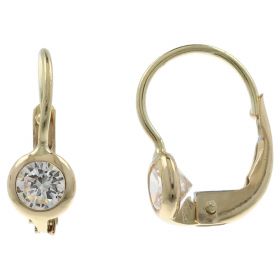 Girl's earrings in gold with round zirconia | Gioiello Italiano