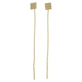 Earrings with pendant wire and diamond square in 14kt yellow gold | Gioiello Italiano