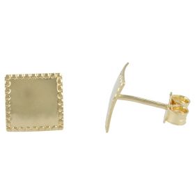 Square shiny earrings in 14kt yellow gold | Gioiello Italiano