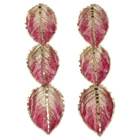 "Three Leaves" earrings in yellow gold with glitter and enamel | Gioiello Italiano