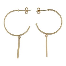Semi-circle earrings with bar pendant in yellow gold | Gioiello Italiano