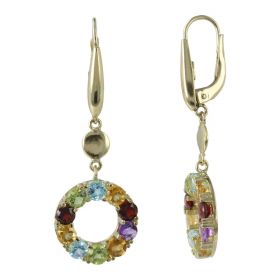 Yellow gold earrings with 20 natural stones | Gioiello Italiano
