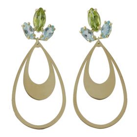 Yellow gold drop earrings with natural stones | Gioiello Italiano