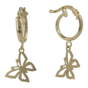 Yellow gold earrings with butterfly pendant | Gioiello Italiano