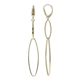Long earrings with ovals in 14kt yellow | Gioiello Italiano