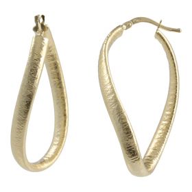 Oval wavy hoop earrings in 14kt yellow gold | Gioiello Italiano