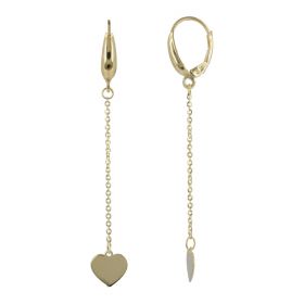 Long pendant earrings with yellow gold heart | Gioiello Italiano