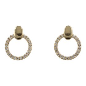 14kt gold round earrings with cubic zircons | Gioiello Italiano