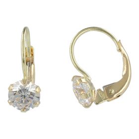 14kt yellow gold earrings with white cubic zirconia | Gioiello Italiano
