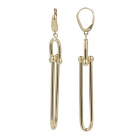 Yellow gold long T earrings | Gioiello Italiano