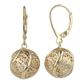 "Pizzo d'Oro" spherical earrings in 14kt gold | Gioiello Italiano