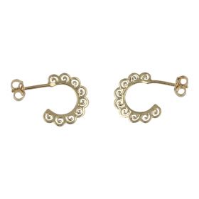Flat semicircle earrings in 14kt yellow gold | Gioiello Italiano