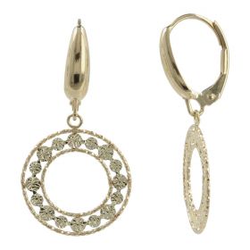 Yellow gold earrings with diamond-cut finished circles | Gioiello Italiano