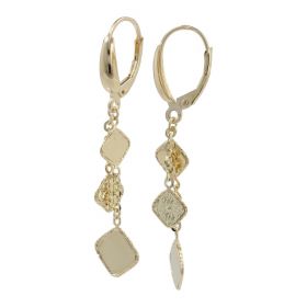 Drop earrings with squares in 14kt yellow gold | Gioiello Italiano