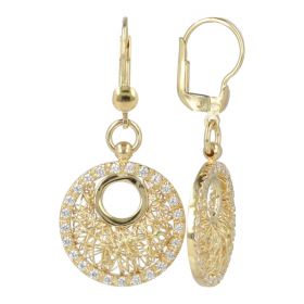 Gold Mesh Earrings with Cubic Zirconia | Gioiello Italiano