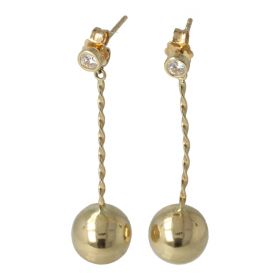 Yellow gold ball earrings with cubic zirconia | Gioiello Italiano