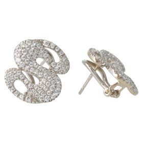 14kt white gold earrings with cubic zirconia pavé | Gioiello Italiano