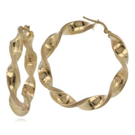 14kt yellow gold torchon hoop earrings | Gioiello Italiano