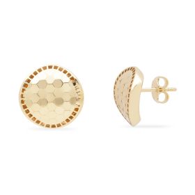 Circular Hexagonal Weave Earrings in Yellow Gold | Gioiello Italiano