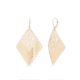 14kt Gold Hexagonal Weave Rhombus Earrings | Gioiello Italiano