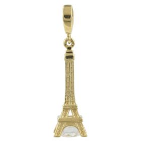 Pendente "Torre Eiffel" in oro giallo con zircone | Gioiello Italiano