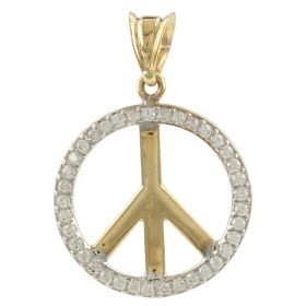 "Peace" pendant in yellow gold and zirconia | Gioiello Italiano