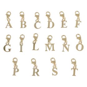 Charm letters in 14kt yellow gold with carabiner | Gioiello Italiano