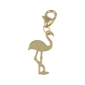 Charm "Flamingo" in yellow gold 14kt with carabiner | Gioiello Italiano