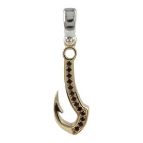 Gold 'Fish hook' pendant with spinel stones | Gioiello Italiano