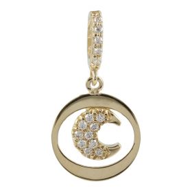 Yellow gold moon pendant with cubic zirconia | Gioiello Italiano
