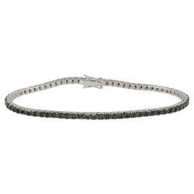 Unisex tennis bracelet in 18kt white gold with black and white diamonds 3.58ct | Gioiello Italiano